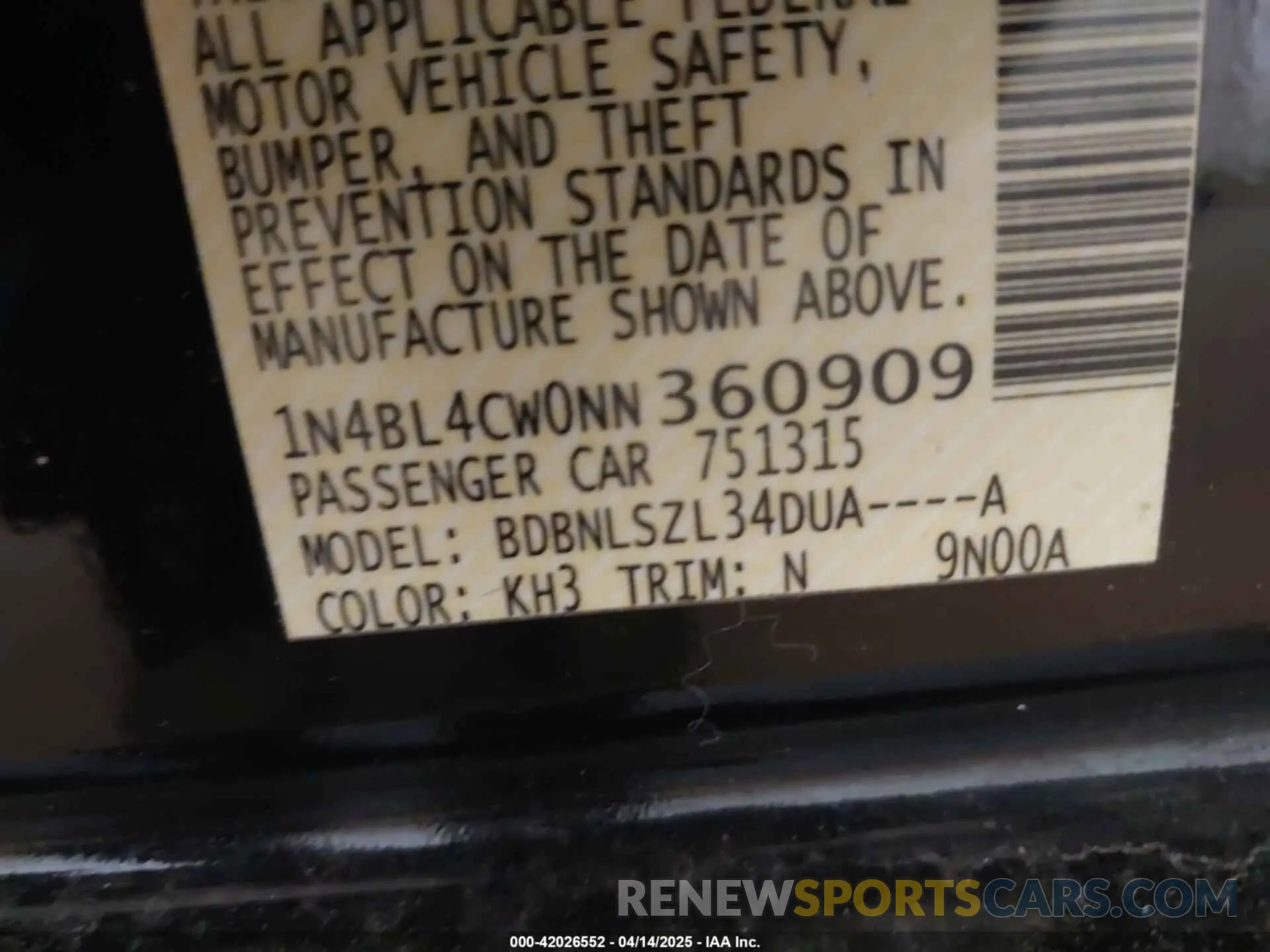 9 Photograph of a damaged car 1N4BL4CW0NN360909 NISSAN ALTIMA 2022