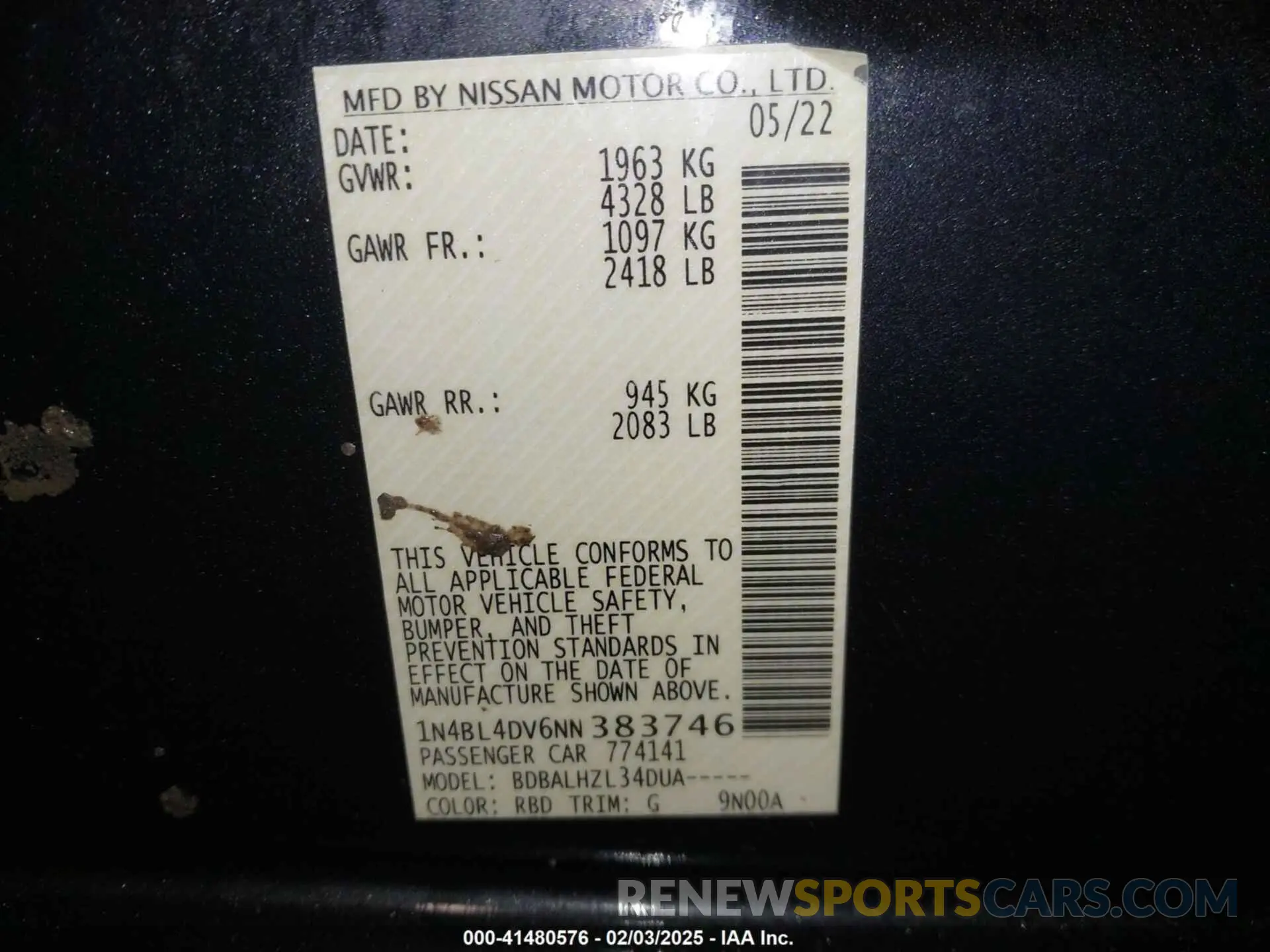 9 Photograph of a damaged car 1N4BL4DV6NN383746 NISSAN ALTIMA 2022