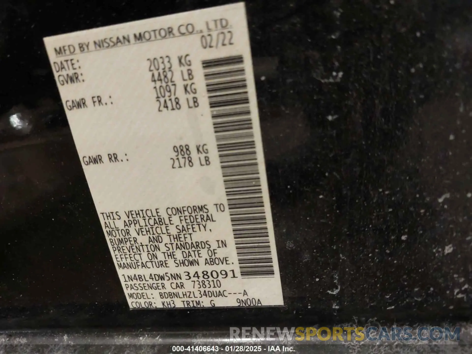 9 Photograph of a damaged car 1N4BL4DW5NN348091 NISSAN ALTIMA 2022