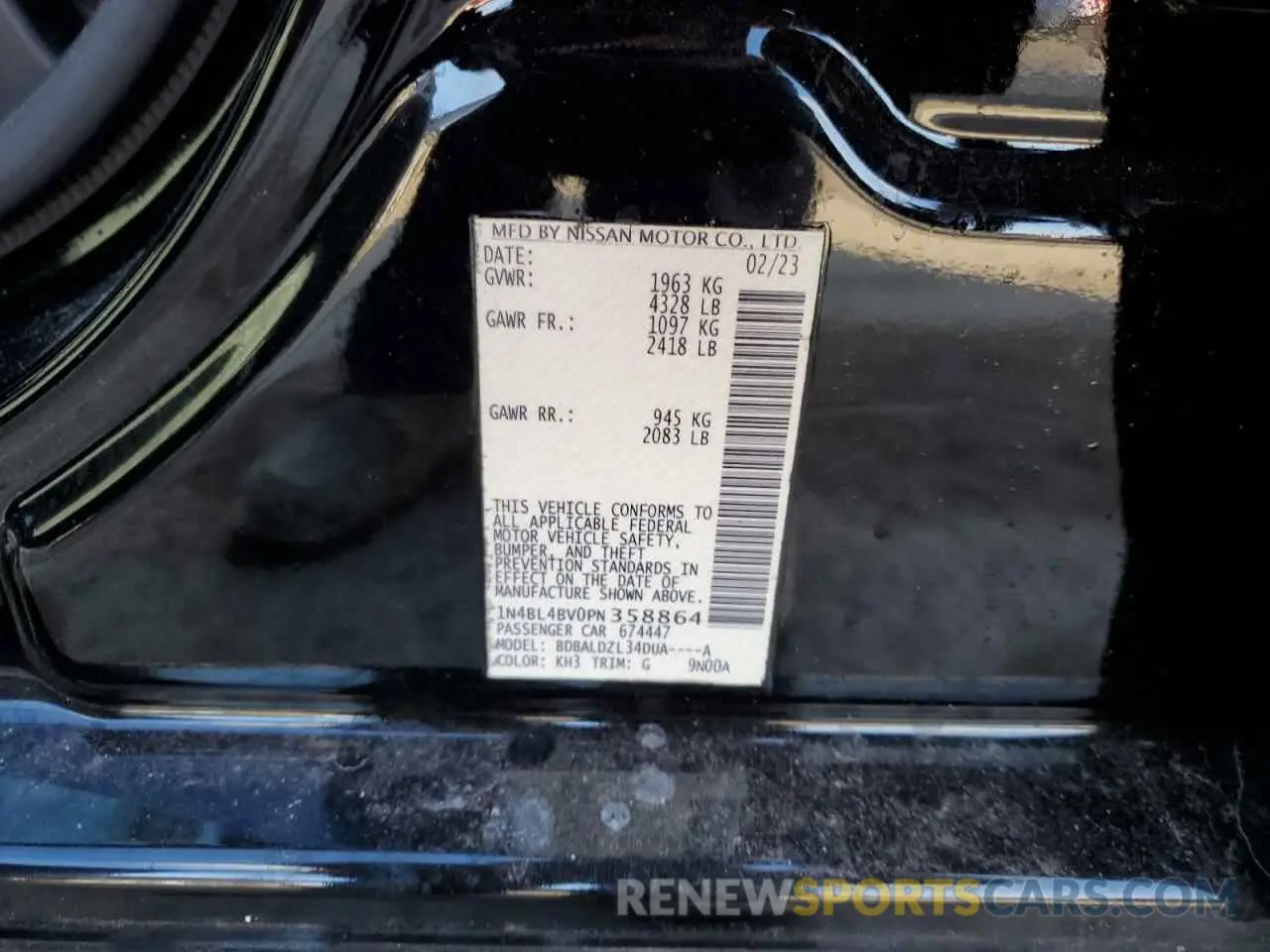 12 Photograph of a damaged car 1N4BL4BV0PN358864 NISSAN ALTIMA 2023
