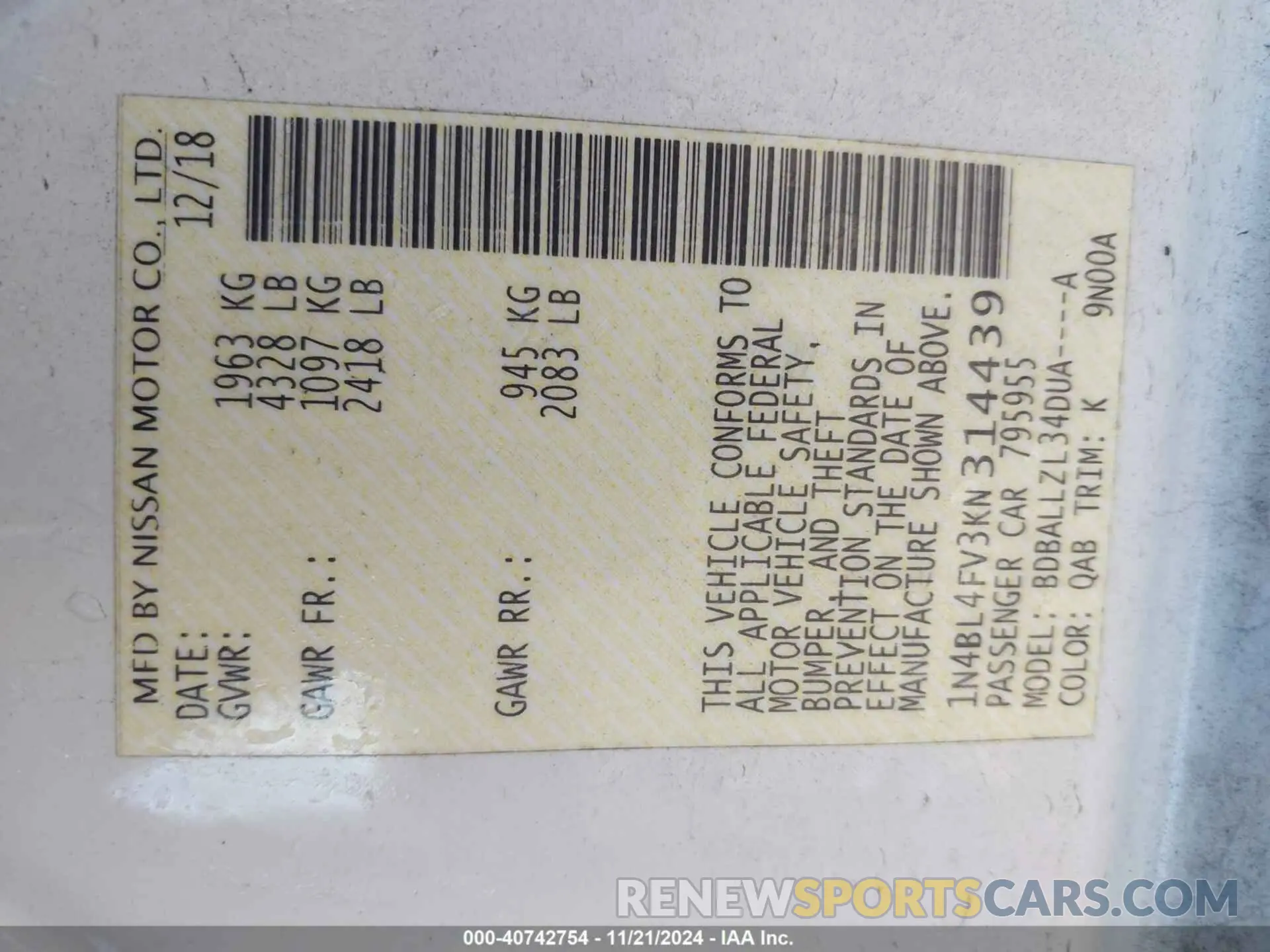 9 Photograph of a damaged car 1N4BL4BV1PN308362 NISSAN ALTIMA 2023