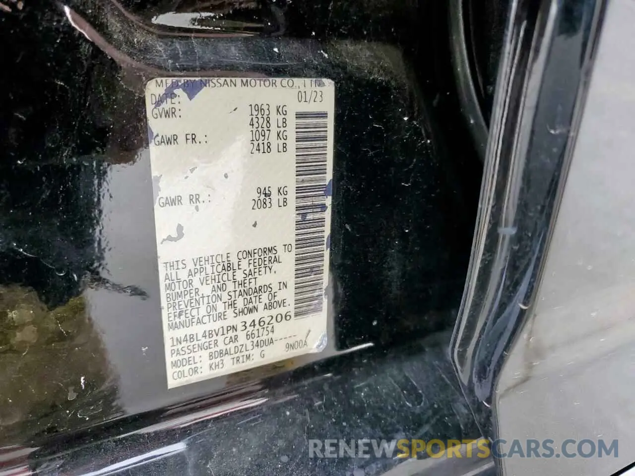 12 Photograph of a damaged car 1N4BL4BV1PN346206 NISSAN ALTIMA 2023