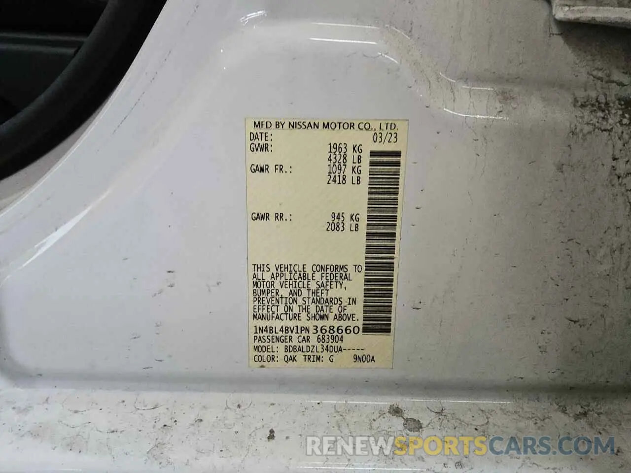 12 Photograph of a damaged car 1N4BL4BV1PN368660 NISSAN ALTIMA 2023