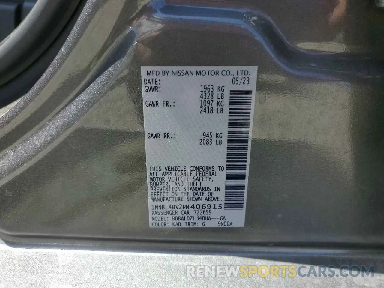 12 Photograph of a damaged car 1N4BL4BV2PN406915 NISSAN ALTIMA 2023