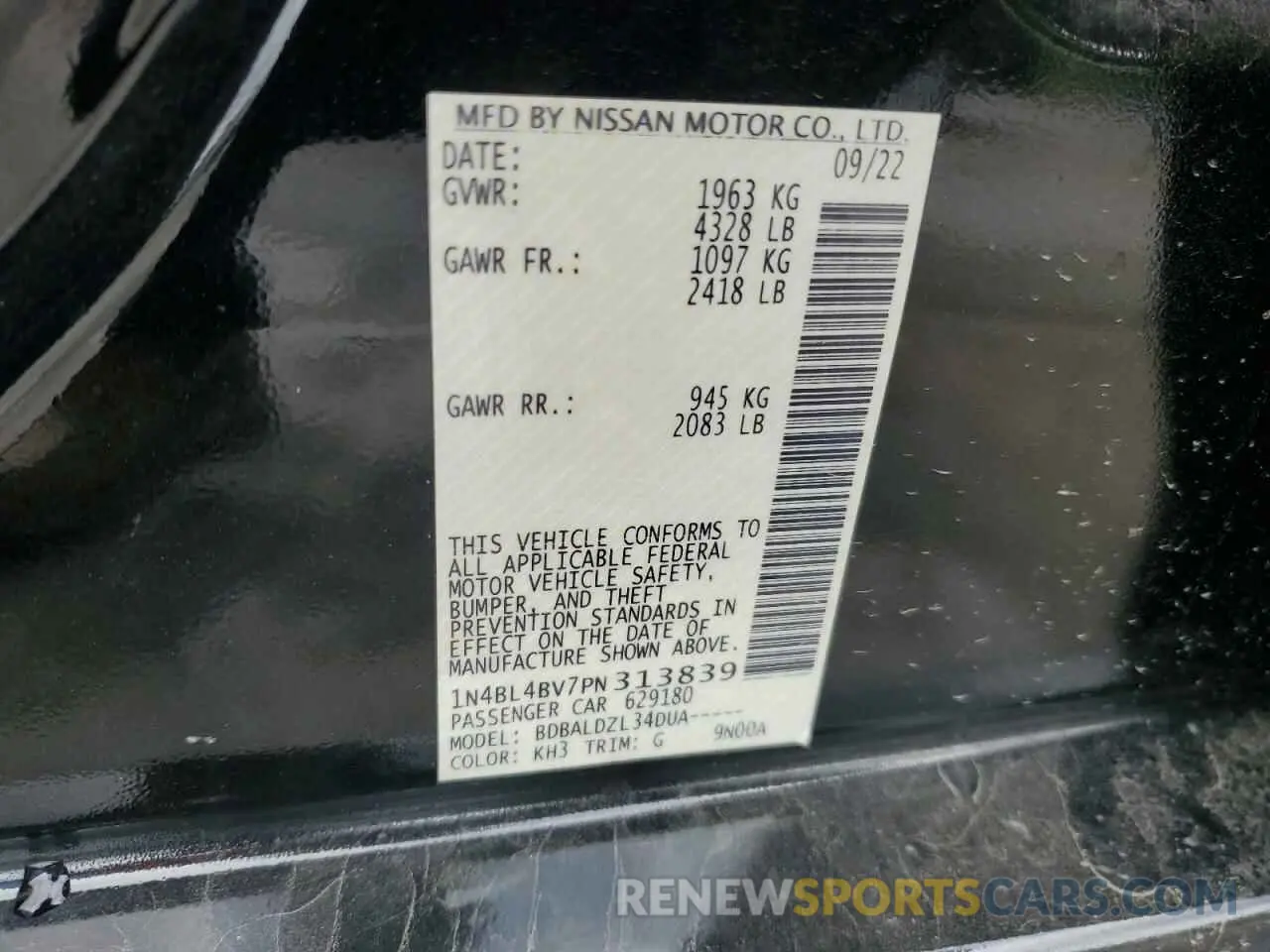 12 Photograph of a damaged car 1N4BL4BV7PN313839 NISSAN ALTIMA 2023