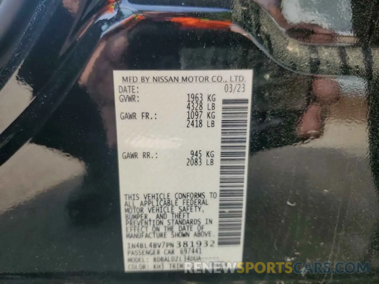 13 Photograph of a damaged car 1N4BL4BV7PN381932 NISSAN ALTIMA 2023