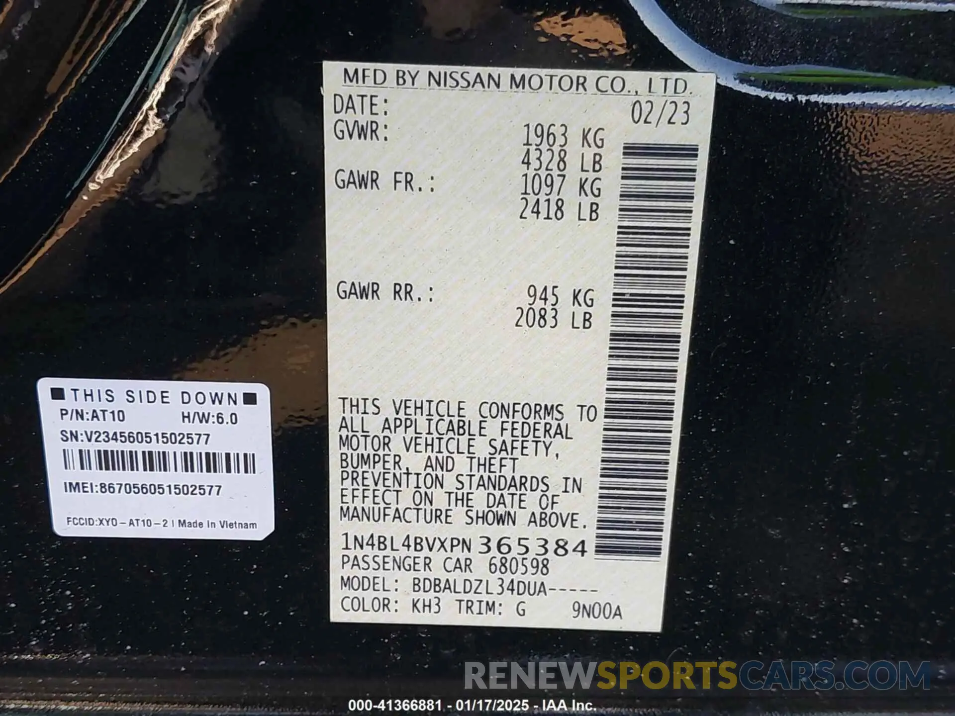 9 Photograph of a damaged car 1N4BL4BVXPN365384 NISSAN ALTIMA 2023
