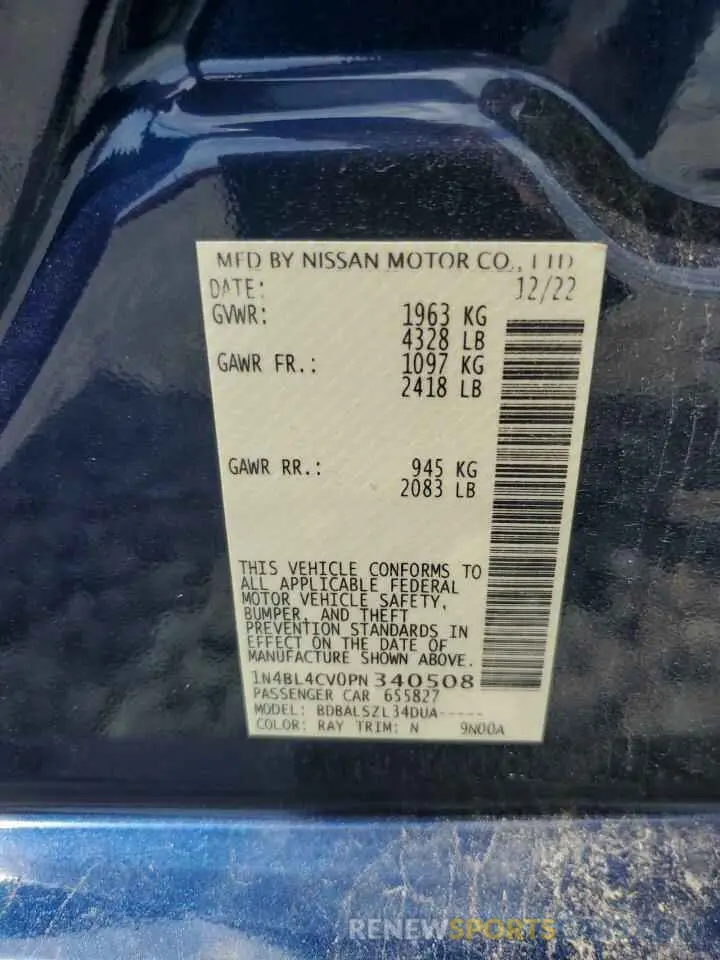 13 Photograph of a damaged car 1N4BL4CV0PN340508 NISSAN ALTIMA 2023