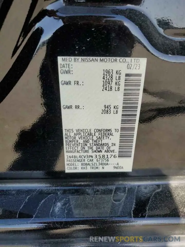 12 Photograph of a damaged car 1N4BL4CV3PN358176 NISSAN ALTIMA 2023