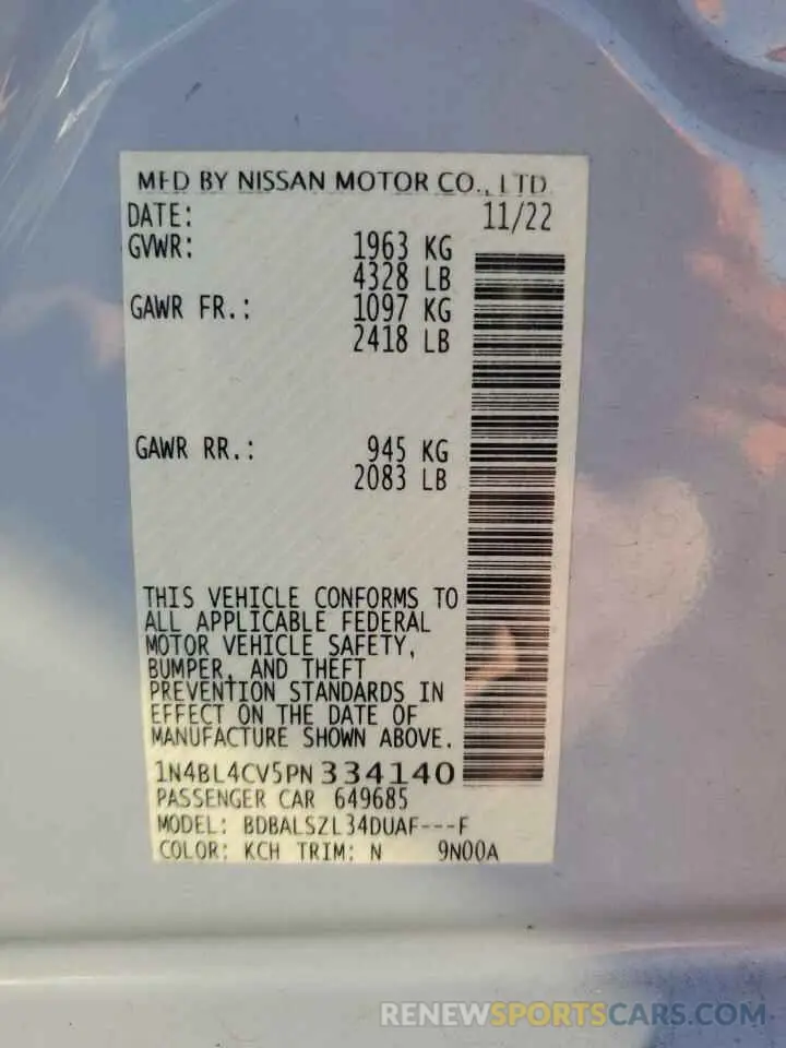 12 Photograph of a damaged car 1N4BL4CV5PN334140 NISSAN ALTIMA 2023