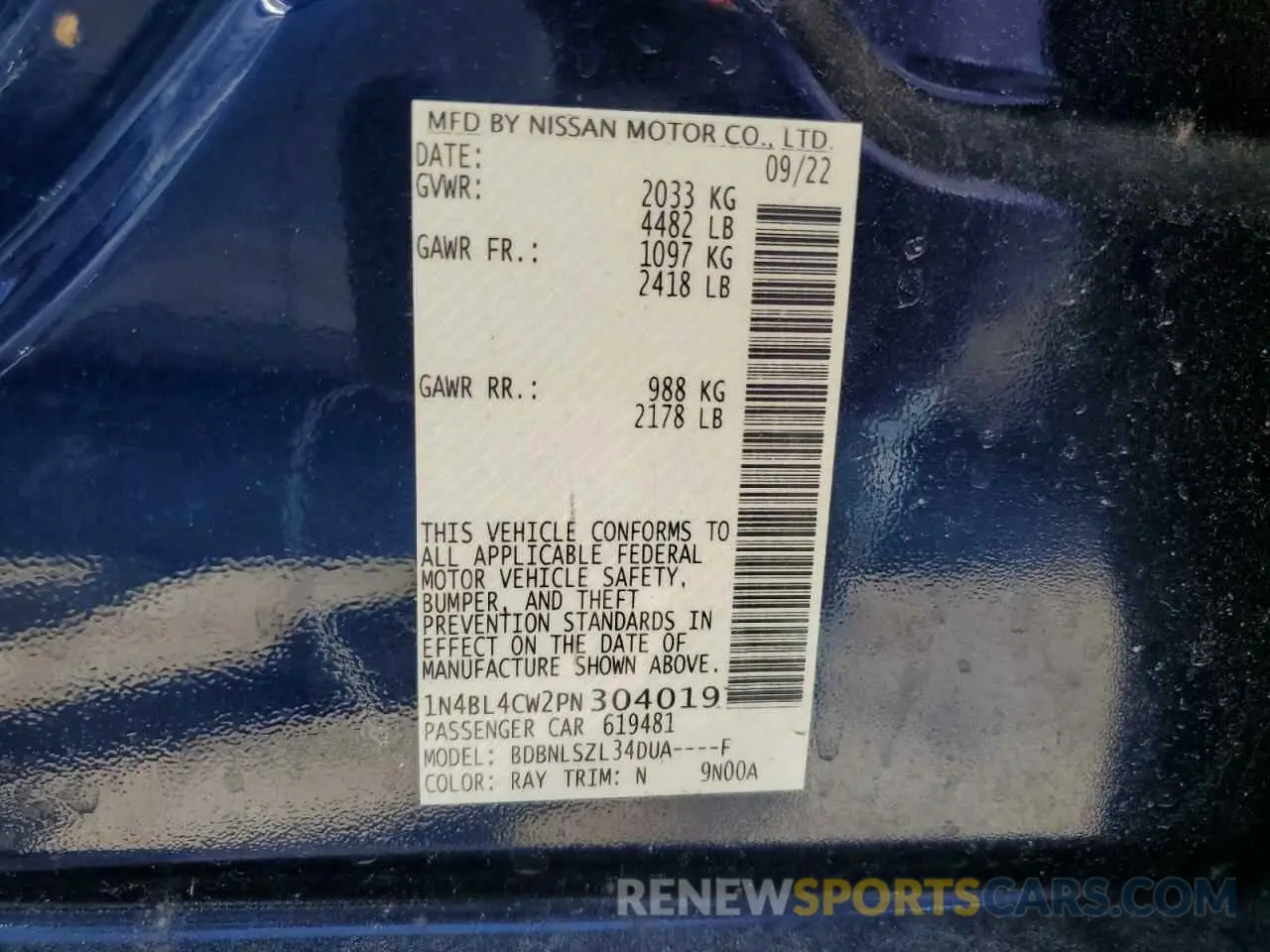 12 Photograph of a damaged car 1N4BL4CW2PN304019 NISSAN ALTIMA 2023