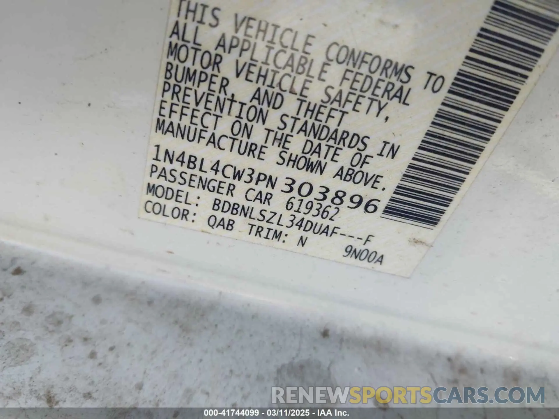 9 Photograph of a damaged car 1N4BL4CW3PN303896 NISSAN ALTIMA 2023