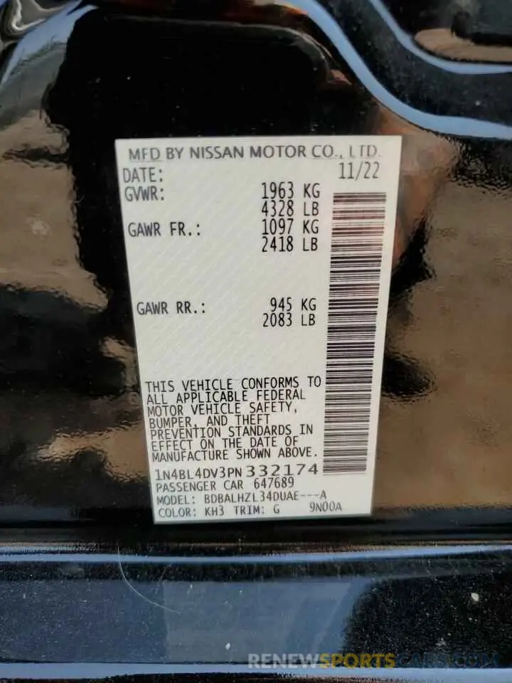 13 Photograph of a damaged car 1N4BL4DV3PN332174 NISSAN ALTIMA 2023
