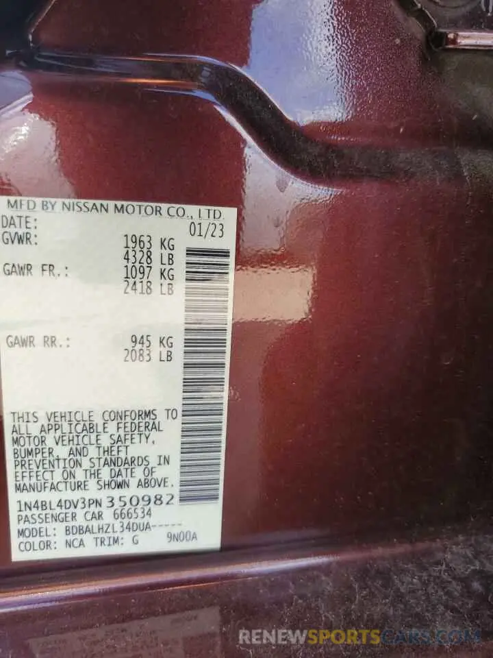 12 Photograph of a damaged car 1N4BL4DV3PN350982 NISSAN ALTIMA 2023