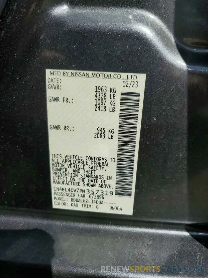 12 Photograph of a damaged car 1N4BL4DV7PN357319 NISSAN ALTIMA 2023