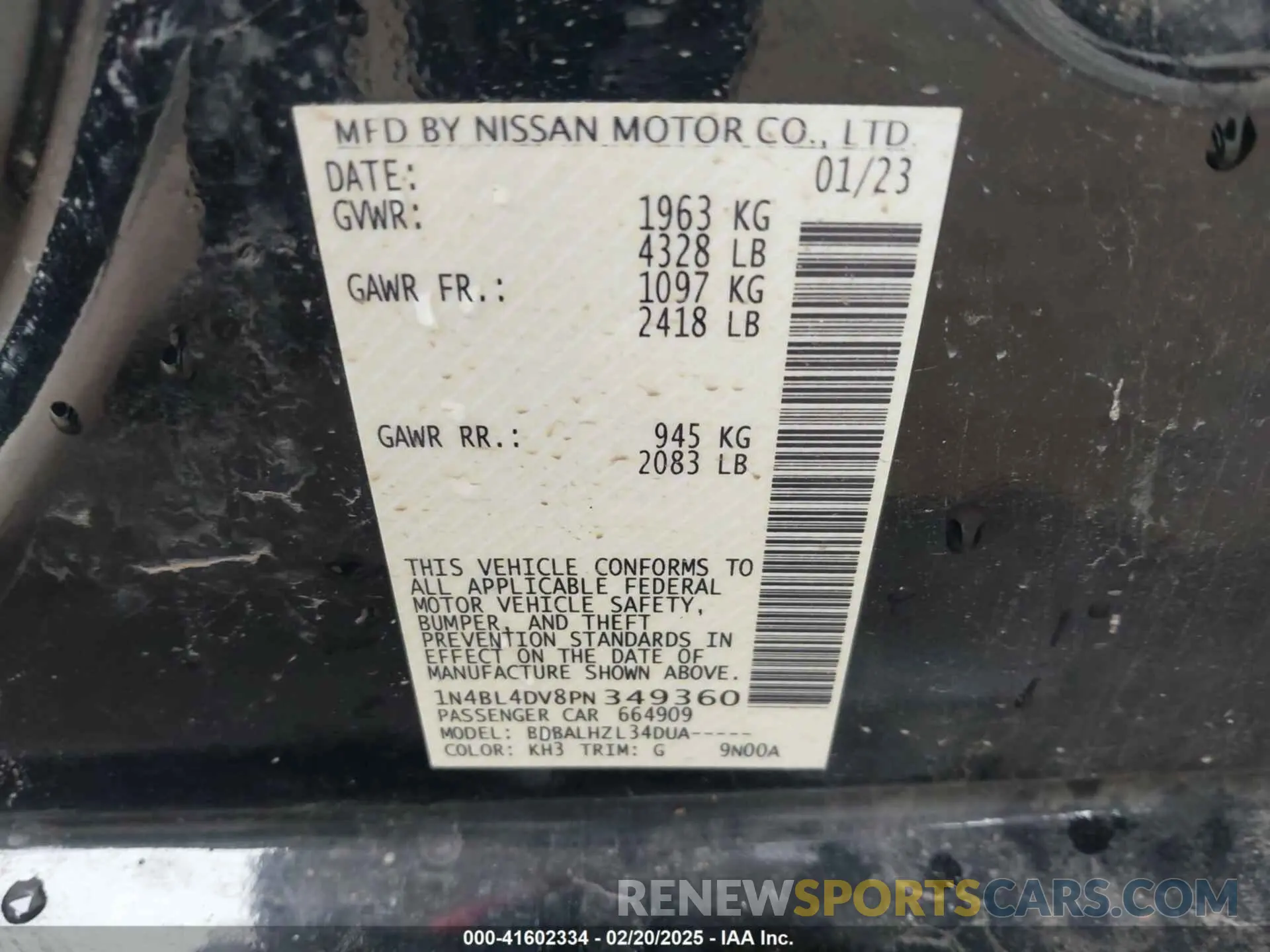 9 Photograph of a damaged car 1N4BL4DV8PN349360 NISSAN ALTIMA 2023