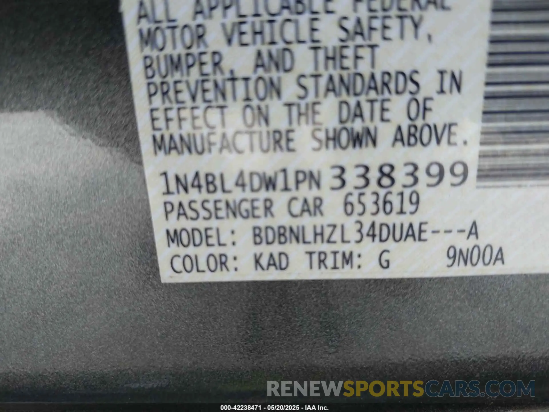 9 Photograph of a damaged car 1N4BL4DW1PN338399 NISSAN ALTIMA 2023
