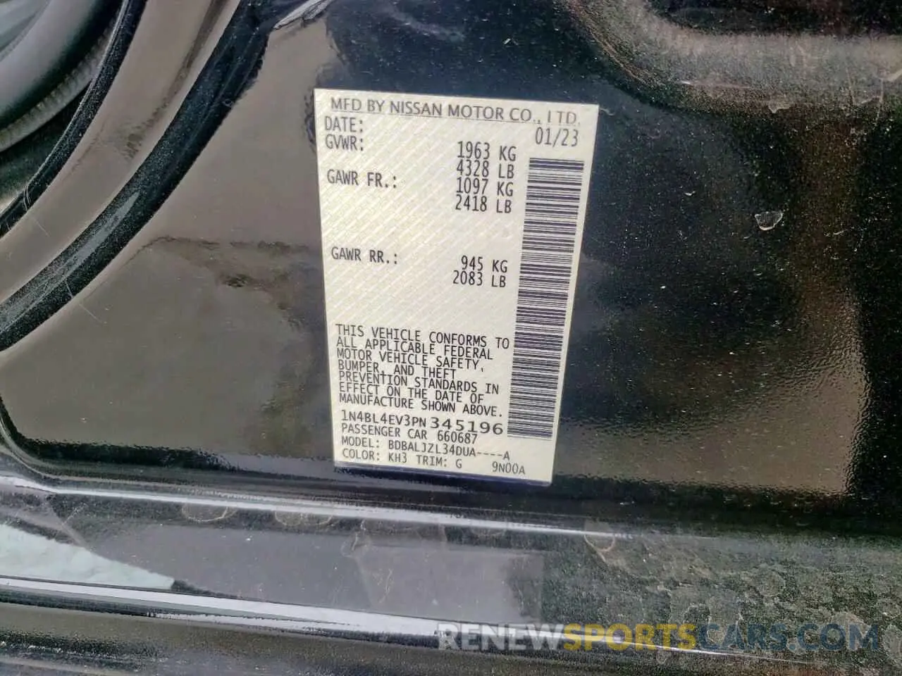15 Photograph of a damaged car 1N4BL4EV3PN345196 NISSAN ALTIMA 2023
