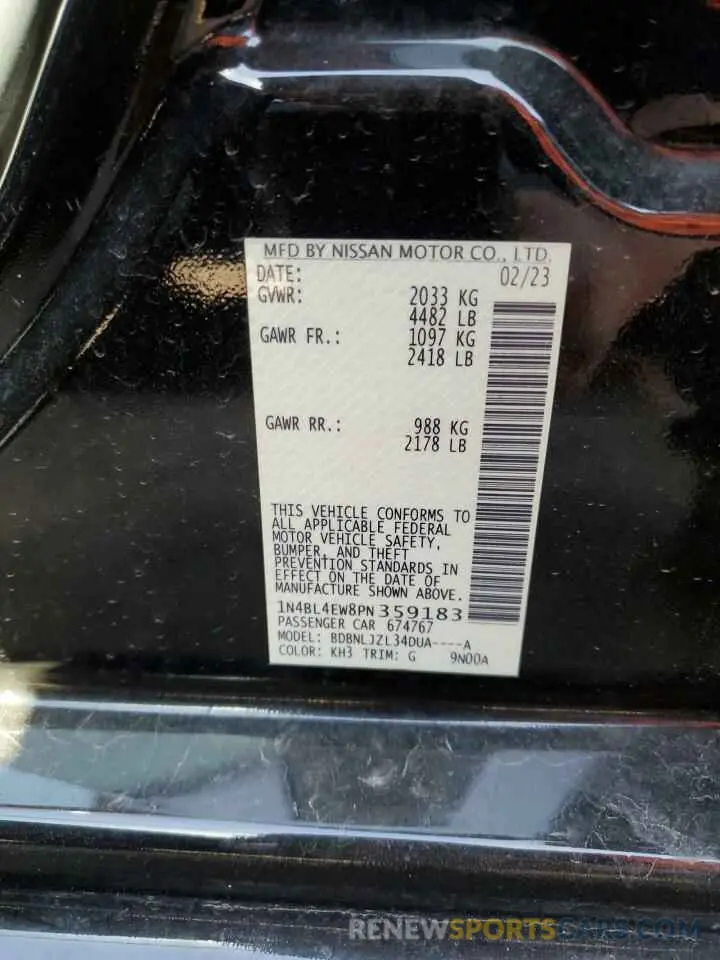 12 Photograph of a damaged car 1N4BL4EW8PN359183 NISSAN ALTIMA 2023