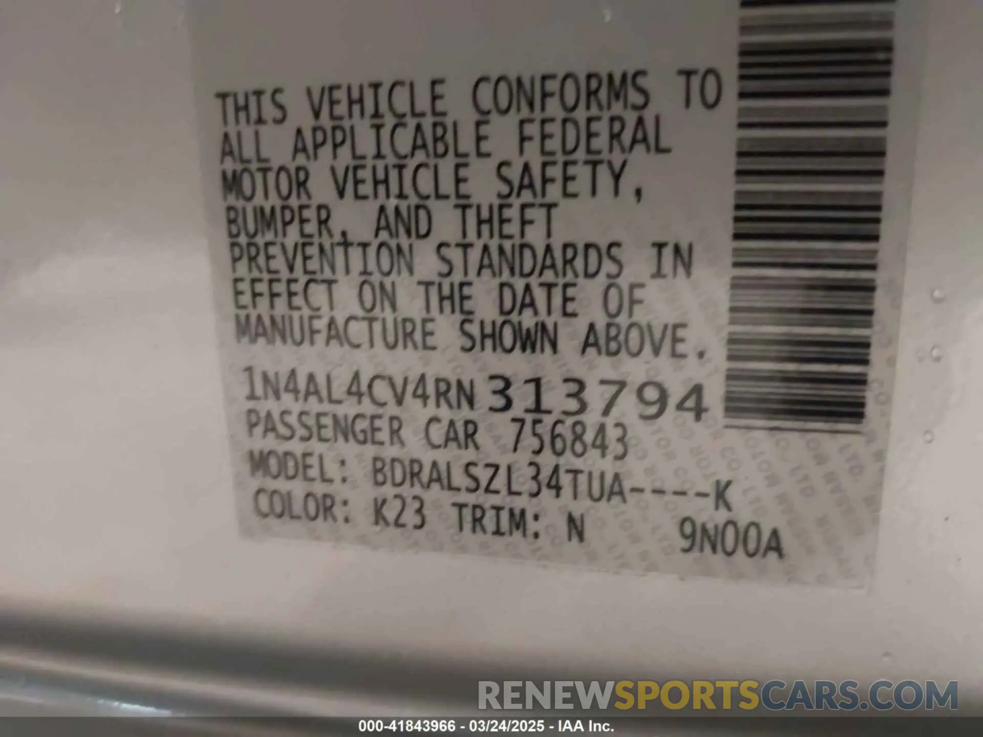 9 Photograph of a damaged car 1N4AL4CV4RN313794 NISSAN ALTIMA 2024