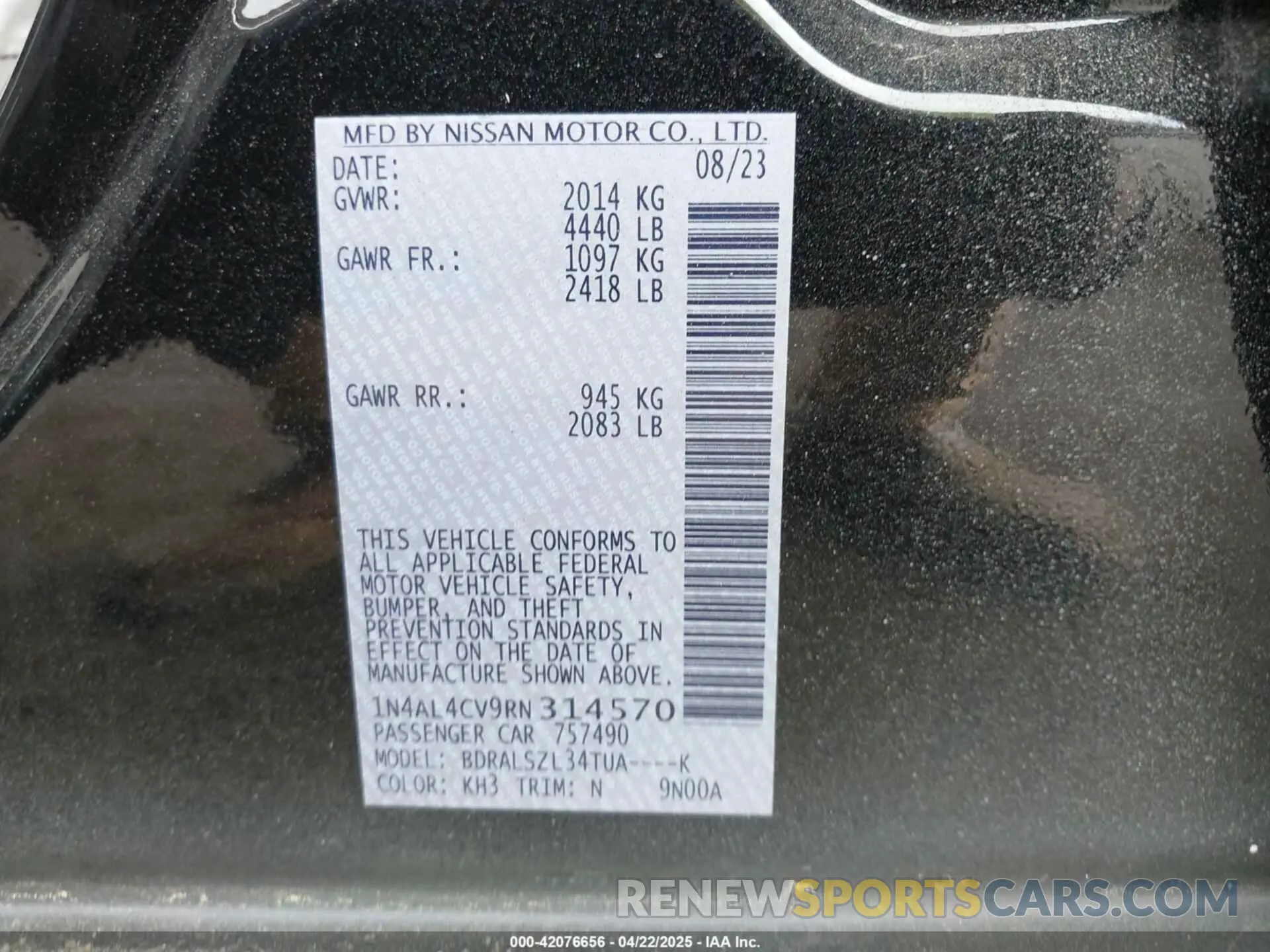 9 Photograph of a damaged car 1N4AL4CV9RN314570 NISSAN ALTIMA 2024