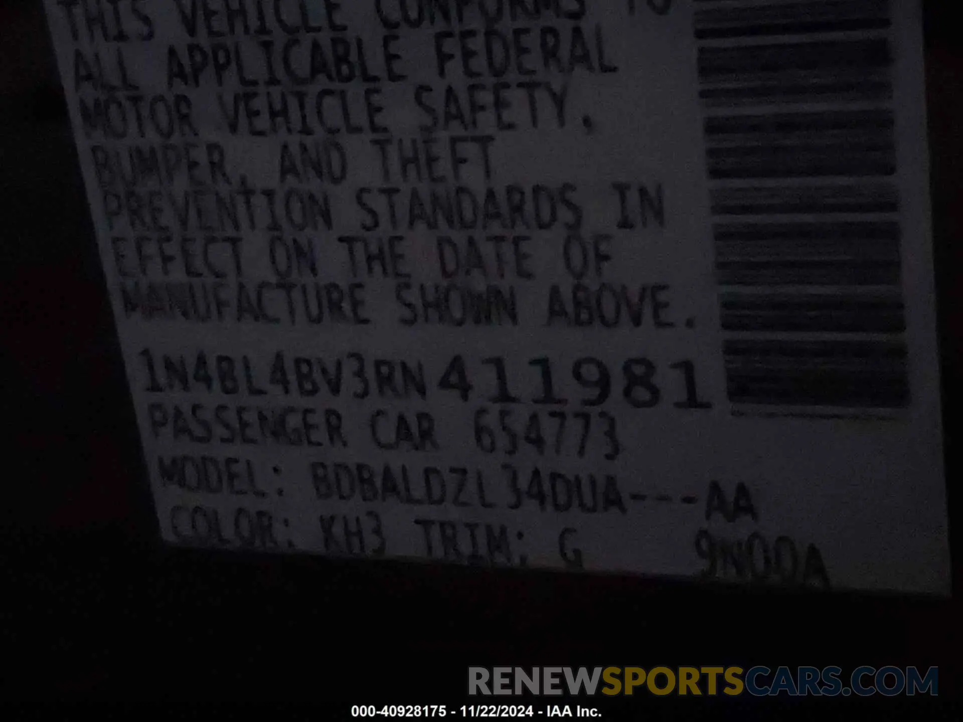 9 Photograph of a damaged car 1N4BL4BV3RN411981 NISSAN ALTIMA 2024