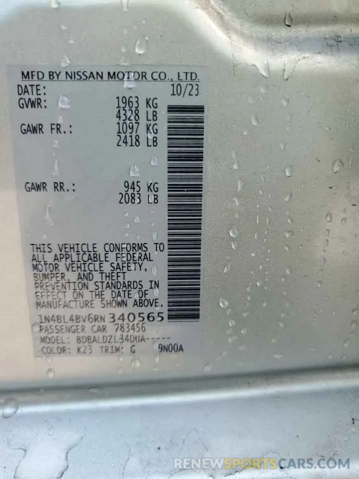 12 Photograph of a damaged car 1N4BL4BV6RN340565 NISSAN ALTIMA 2024