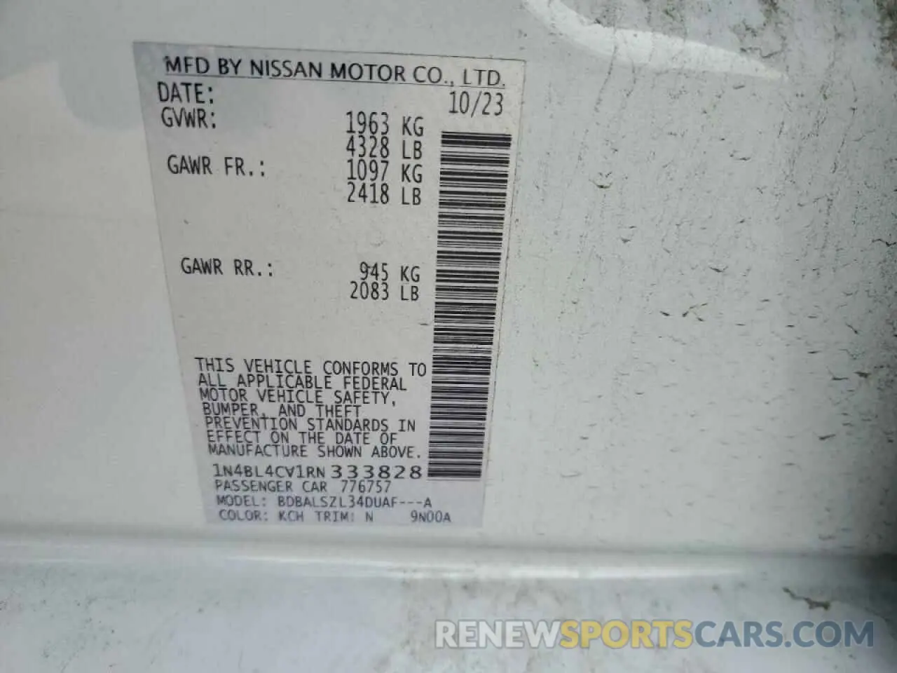 12 Photograph of a damaged car 1N4BL4CV1RN333828 NISSAN ALTIMA 2024