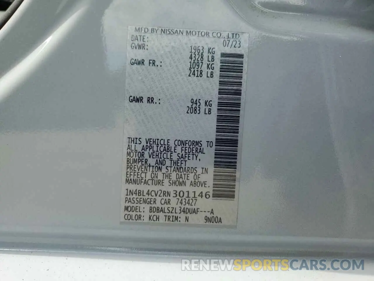 12 Photograph of a damaged car 1N4BL4CV2RN301146 NISSAN ALTIMA 2024