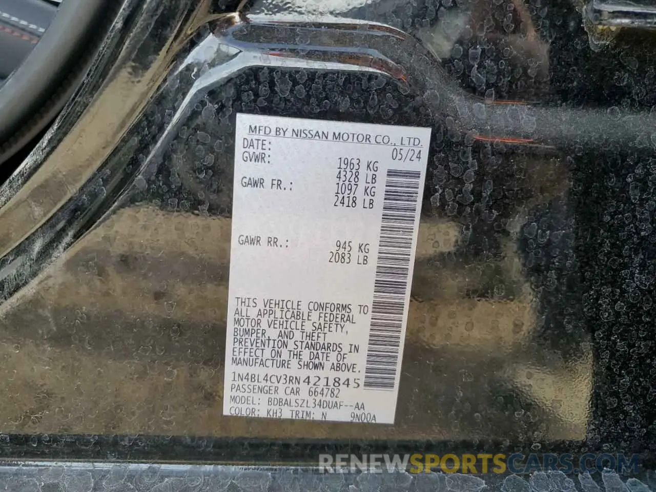 12 Photograph of a damaged car 1N4BL4CV3RN421845 NISSAN ALTIMA 2024