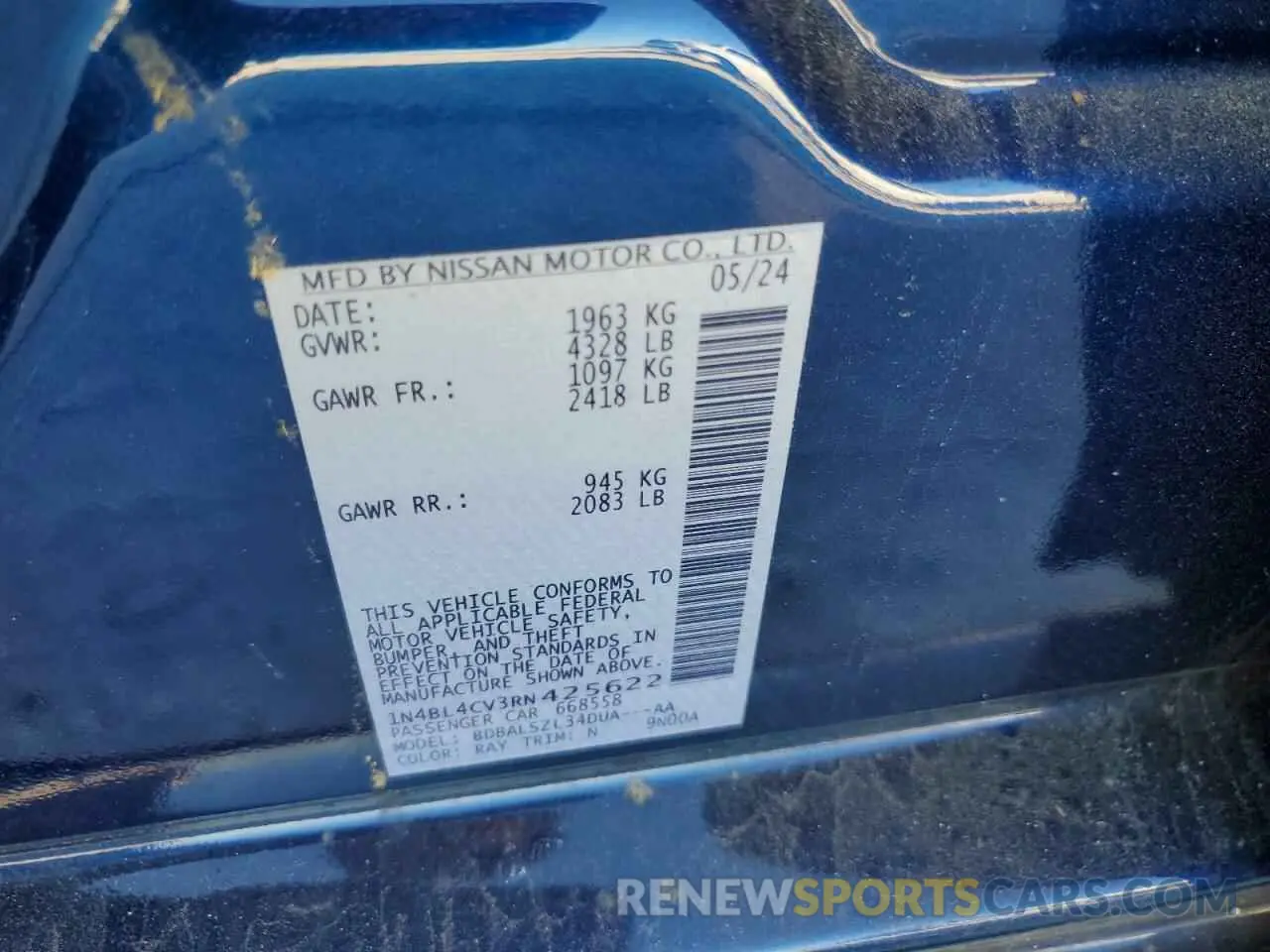 12 Photograph of a damaged car 1N4BL4CV3RN425622 NISSAN ALTIMA 2024