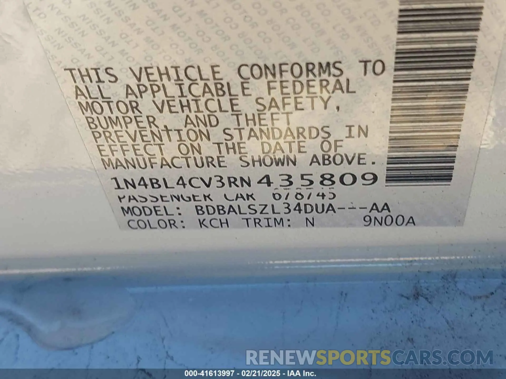 9 Photograph of a damaged car 1N4BL4CV3RN435809 NISSAN ALTIMA 2024