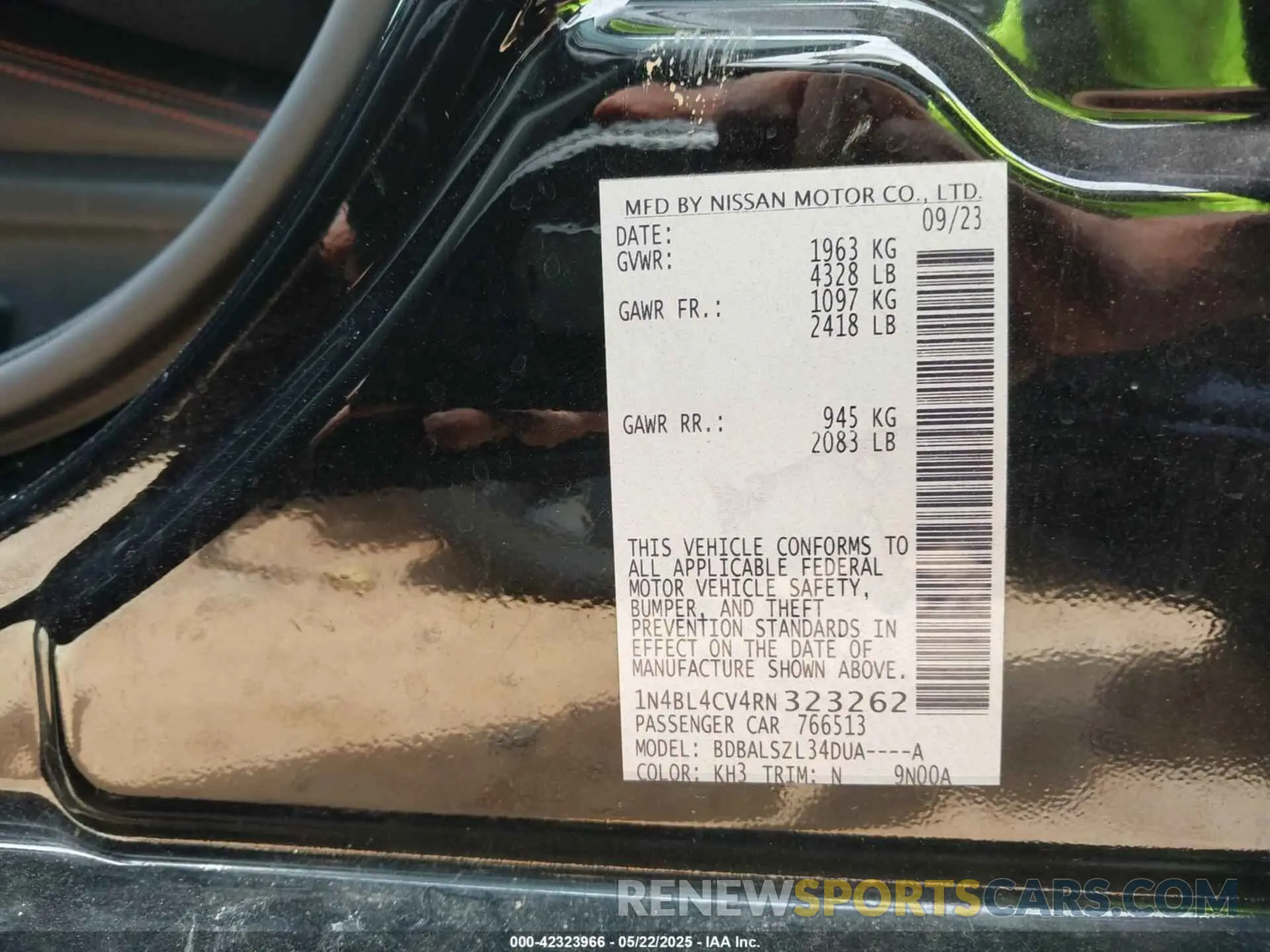 9 Photograph of a damaged car 1N4BL4CV4RN323262 NISSAN ALTIMA 2024