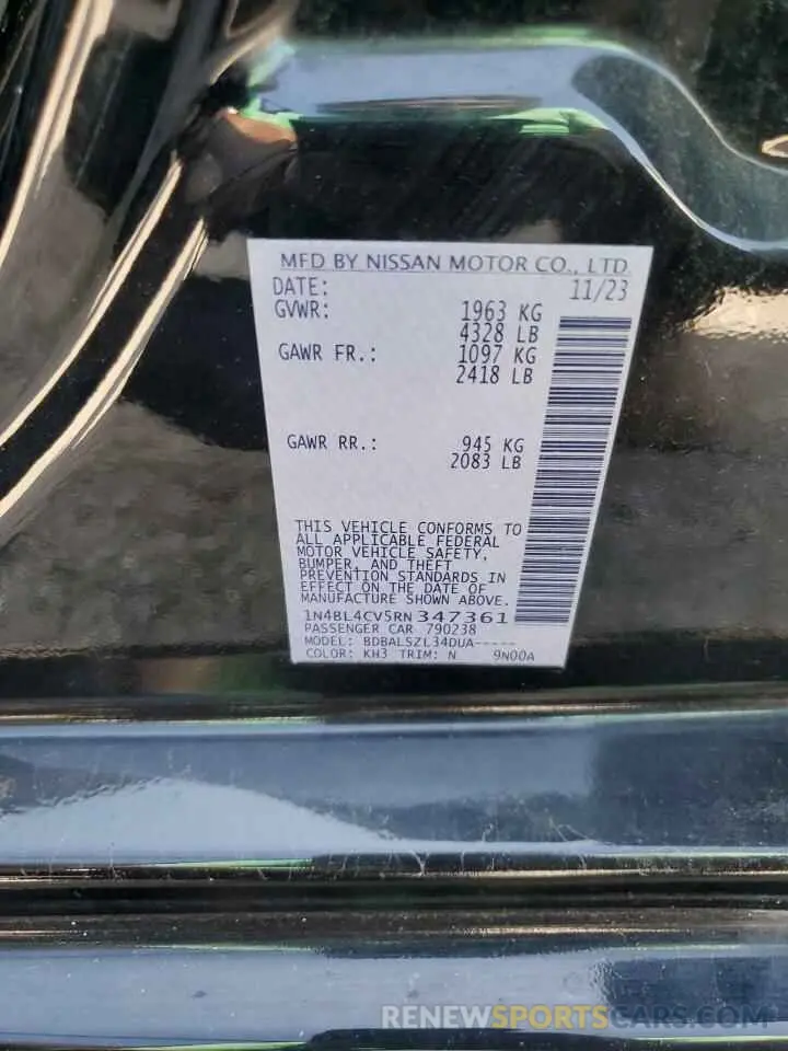12 Photograph of a damaged car 1N4BL4CV5RN347361 NISSAN ALTIMA 2024