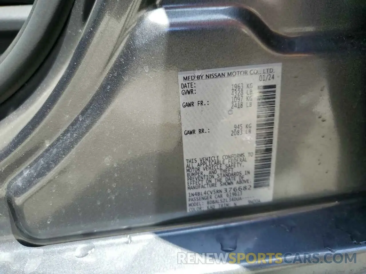 12 Photograph of a damaged car 1N4BL4CV5RN376682 NISSAN ALTIMA 2024