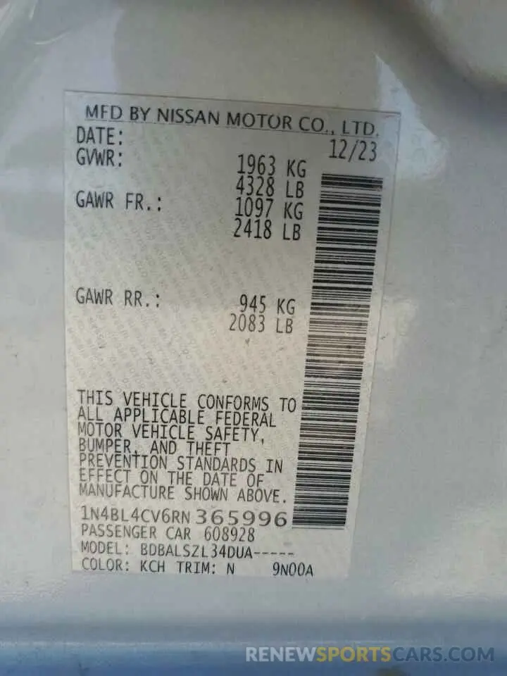 12 Photograph of a damaged car 1N4BL4CV6RN365996 NISSAN ALTIMA 2024