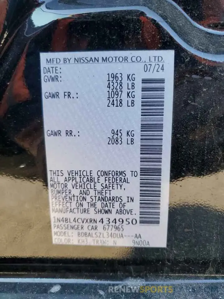 13 Photograph of a damaged car 1N4BL4CVXRN434950 NISSAN ALTIMA 2024