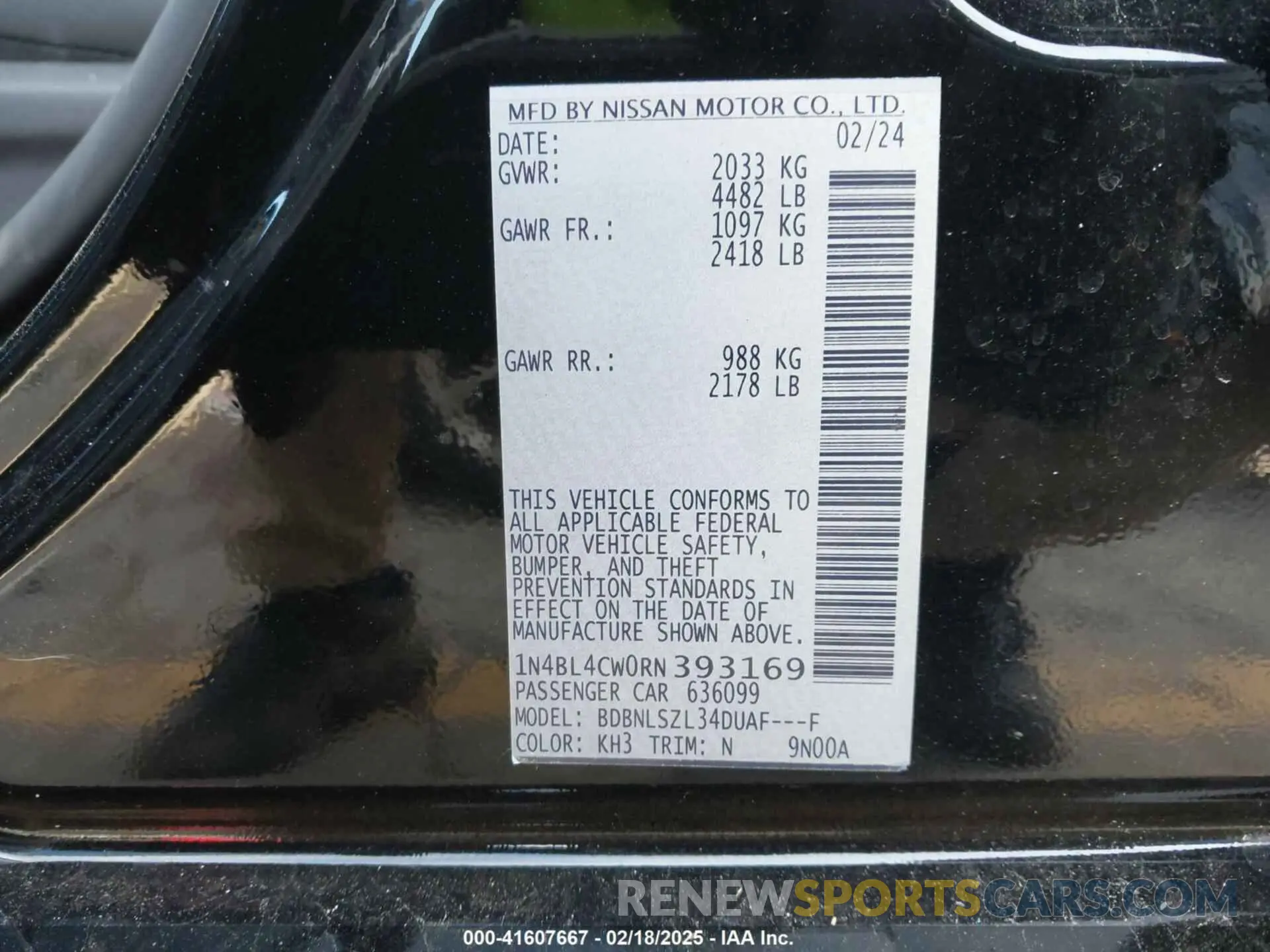9 Photograph of a damaged car 1N4BL4CW0RN393169 NISSAN ALTIMA 2024