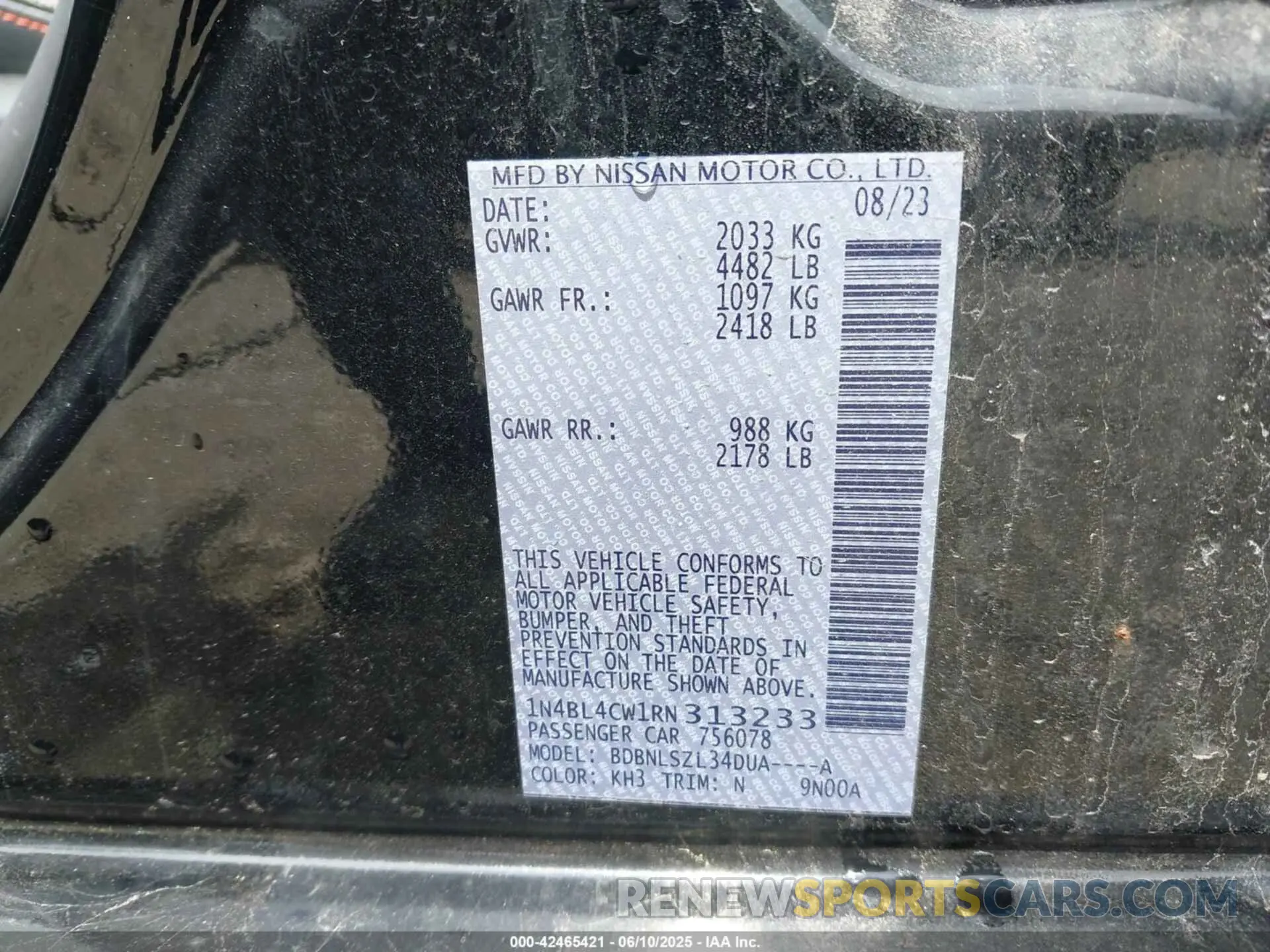 9 Photograph of a damaged car 1N4BL4CW1RN313233 NISSAN ALTIMA 2024