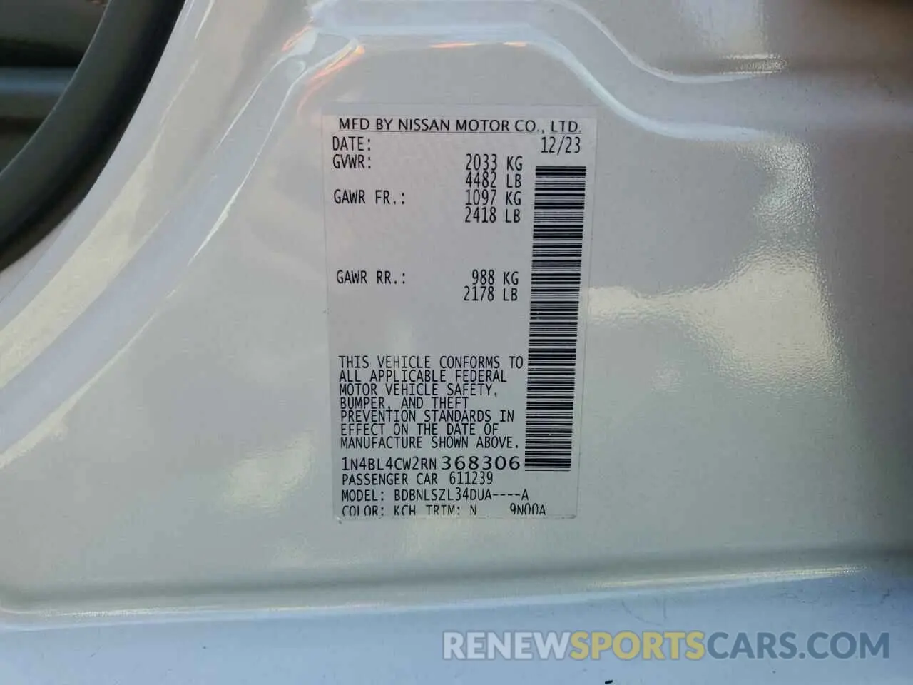 12 Photograph of a damaged car 1N4BL4CW2RN368306 NISSAN ALTIMA 2024