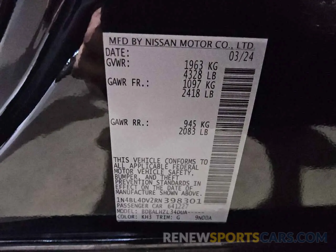 13 Photograph of a damaged car 1N4BL4DV2RN398301 NISSAN ALTIMA 2024