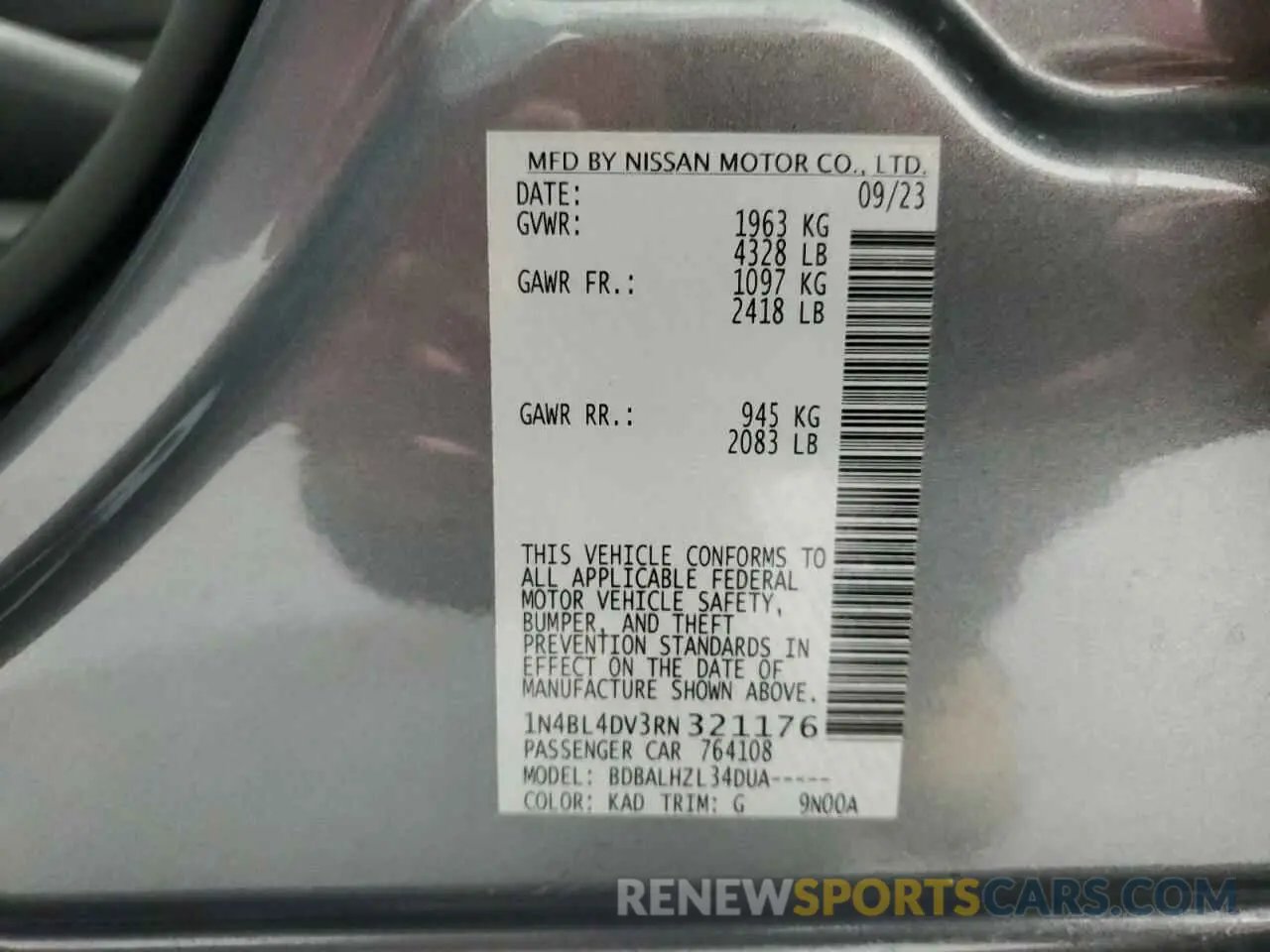 12 Photograph of a damaged car 1N4BL4DV3RN321176 NISSAN ALTIMA 2024