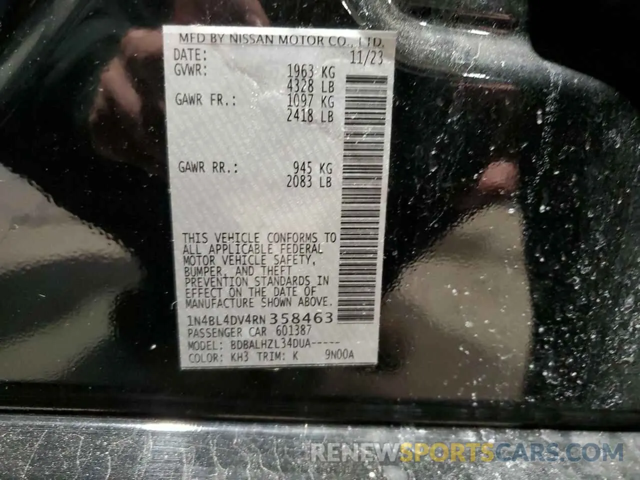 13 Photograph of a damaged car 1N4BL4DV4RN358463 NISSAN ALTIMA 2024