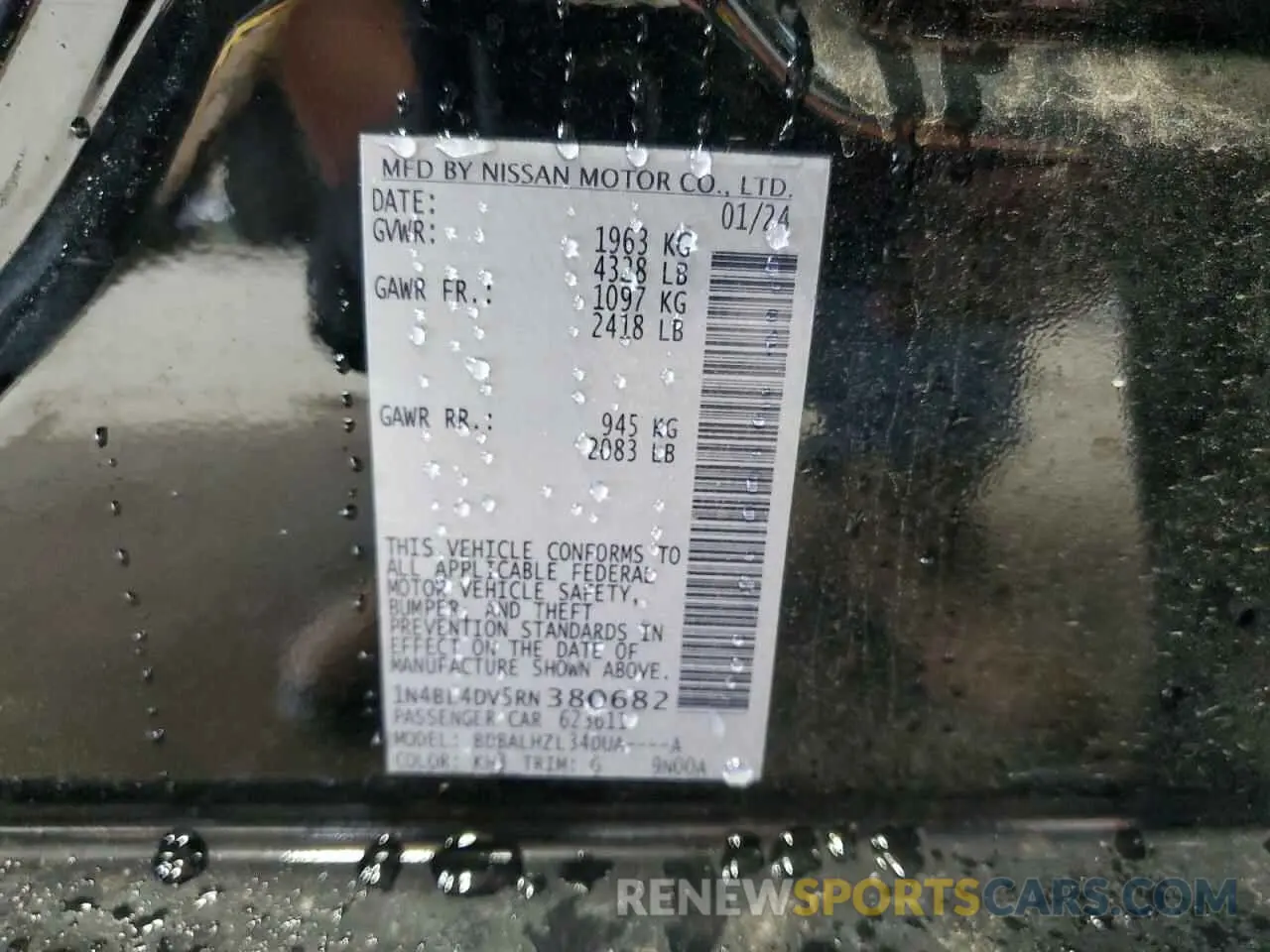 13 Photograph of a damaged car 1N4BL4DV5RN380682 NISSAN ALTIMA 2024