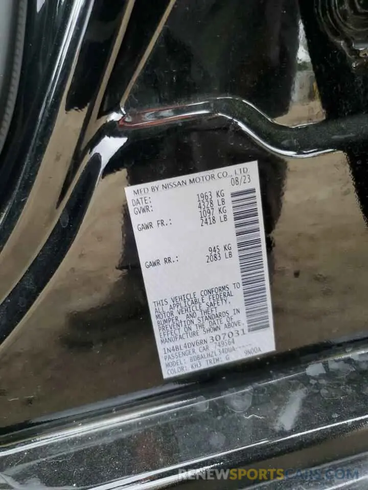 13 Photograph of a damaged car 1N4BL4DV6RN307031 NISSAN ALTIMA 2024