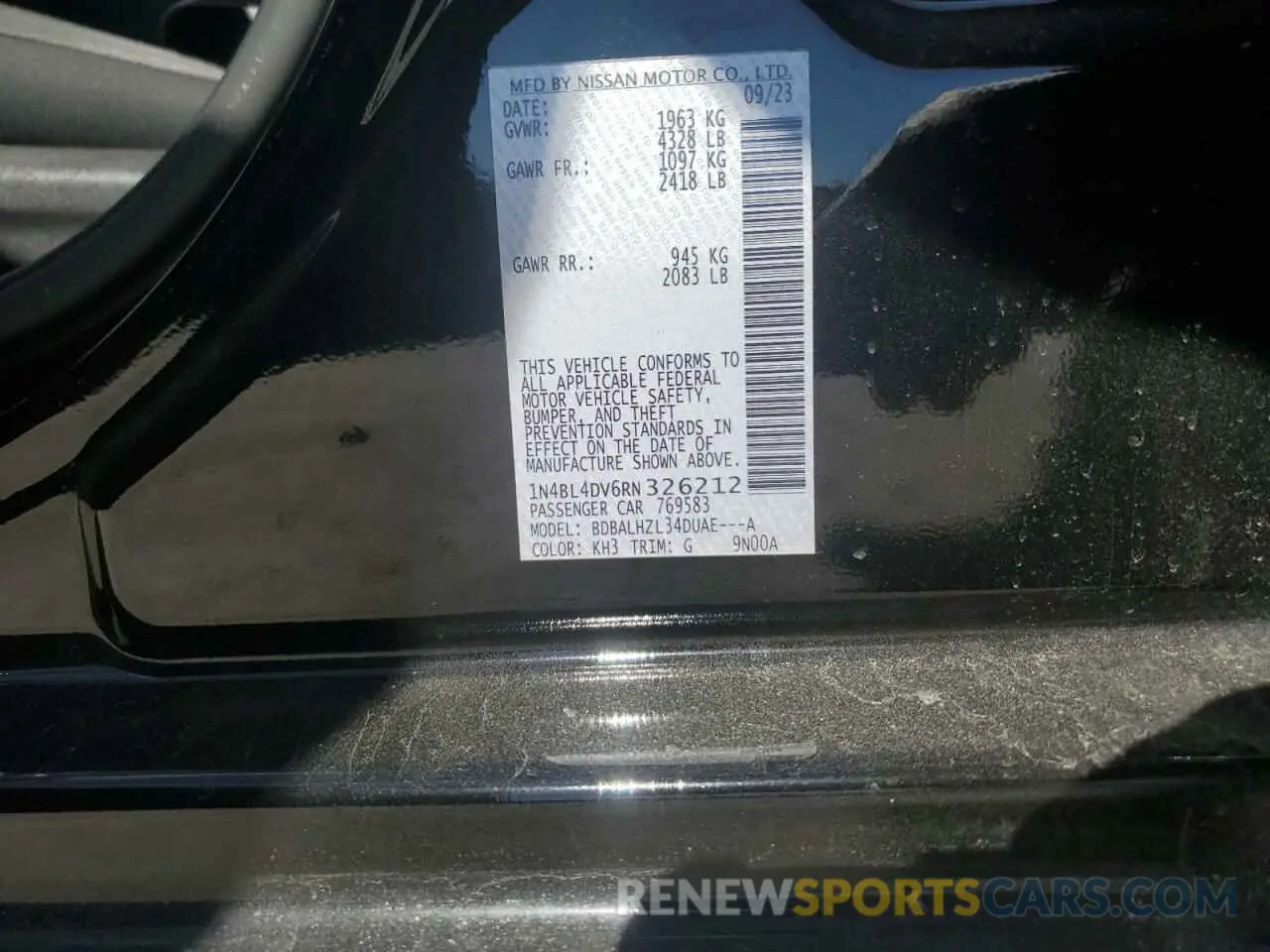 14 Photograph of a damaged car 1N4BL4DV6RN326212 NISSAN ALTIMA 2024