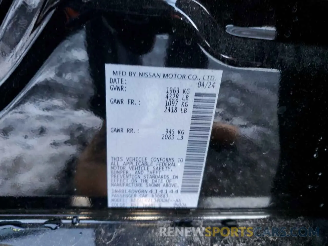 13 Photograph of a damaged car 1N4BL4DV6RN414144 NISSAN ALTIMA 2024