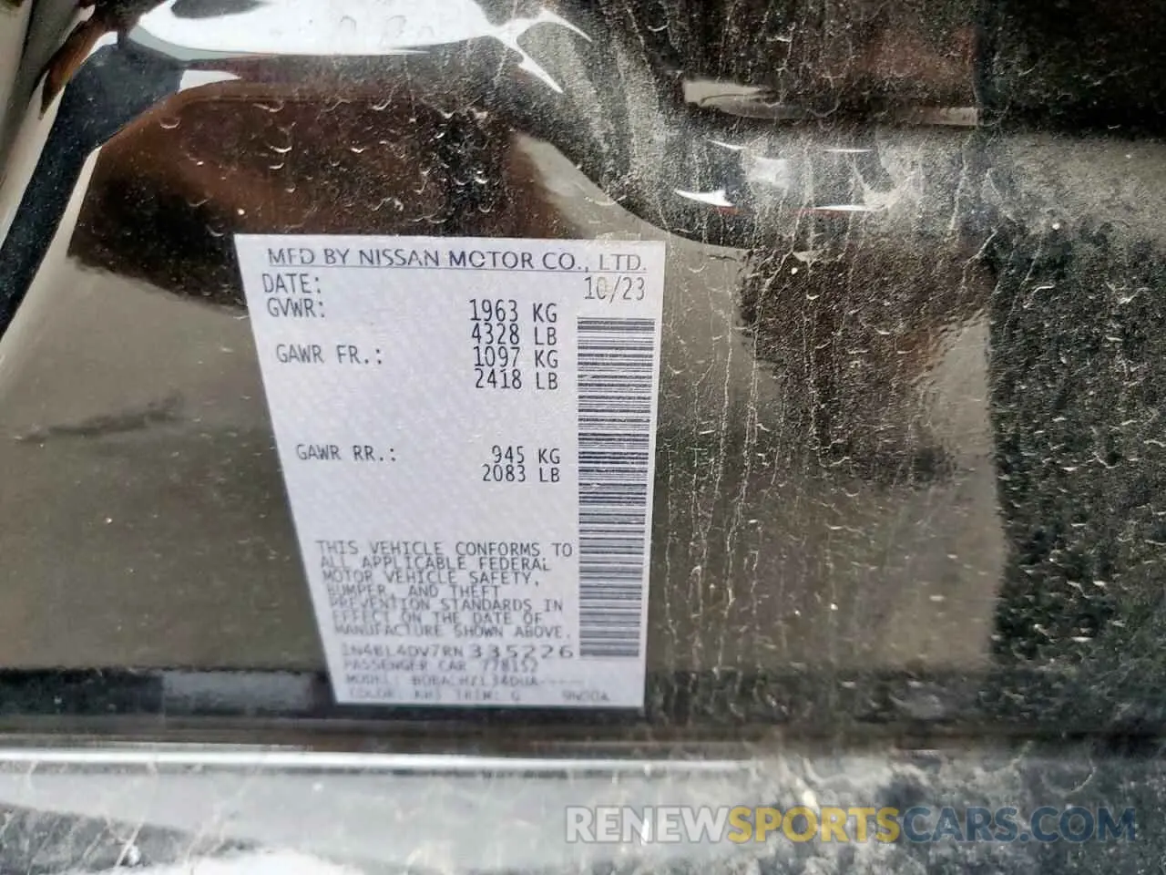 13 Photograph of a damaged car 1N4BL4DV7RN335226 NISSAN ALTIMA 2024
