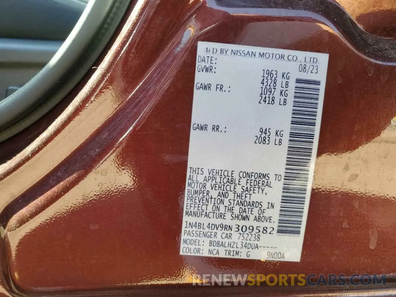 12 Photograph of a damaged car 1N4BL4DV9RN309582 NISSAN ALTIMA 2024