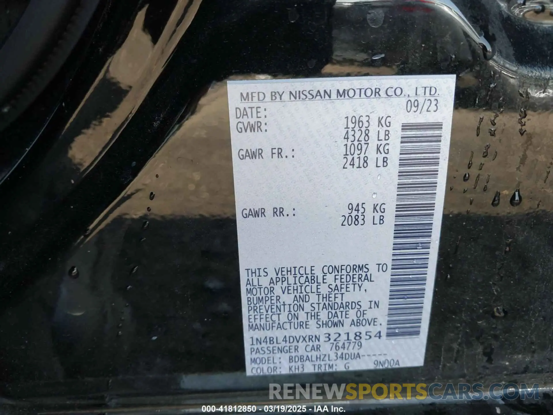 9 Photograph of a damaged car 1N4BL4DVXRN321854 NISSAN ALTIMA 2024
